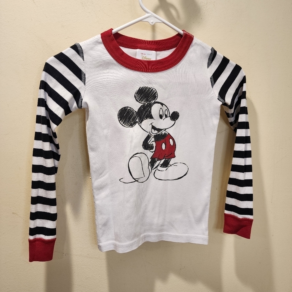 Hanna Anderson Disney Collection Kids Stripes Mickey Mouse Pajama Top size 6-7